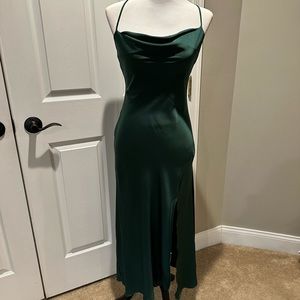 NWT Hunter Green Cowl Neck Midi Dress